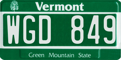 VT license plate WGD849