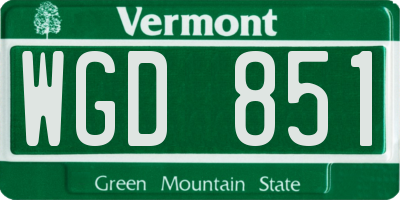 VT license plate WGD851