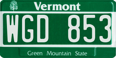 VT license plate WGD853