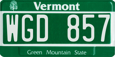 VT license plate WGD857