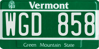 VT license plate WGD858