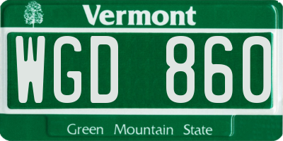 VT license plate WGD860