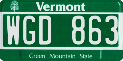 VT license plate WGD863