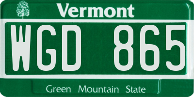 VT license plate WGD865