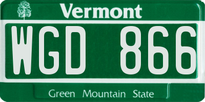 VT license plate WGD866