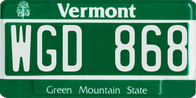 VT license plate WGD868