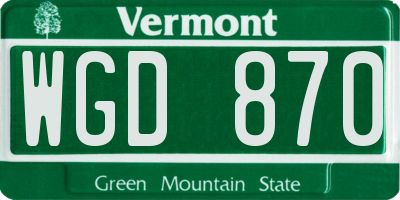 VT license plate WGD870