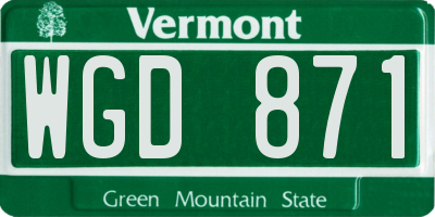VT license plate WGD871