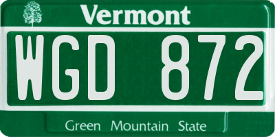 VT license plate WGD872