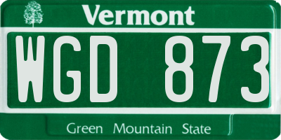 VT license plate WGD873
