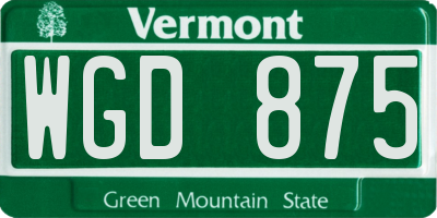 VT license plate WGD875