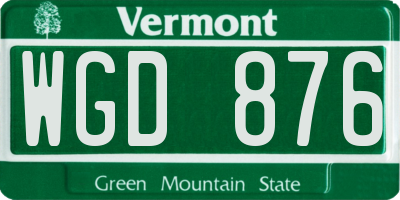VT license plate WGD876