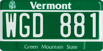 VT license plate WGD881