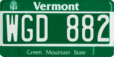VT license plate WGD882