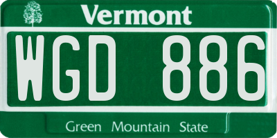 VT license plate WGD886