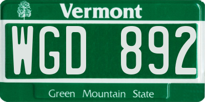 VT license plate WGD892