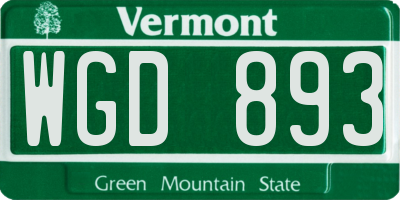 VT license plate WGD893