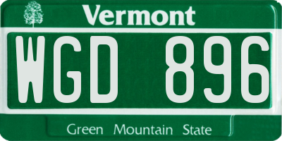 VT license plate WGD896
