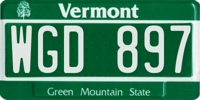VT license plate WGD897