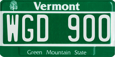 VT license plate WGD900