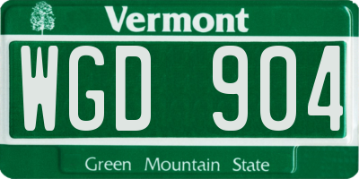 VT license plate WGD904