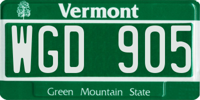 VT license plate WGD905