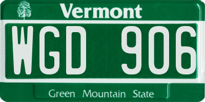 VT license plate WGD906