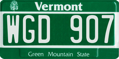 VT license plate WGD907