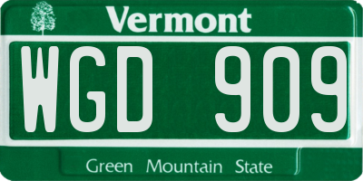 VT license plate WGD909