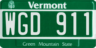 VT license plate WGD911