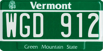 VT license plate WGD912