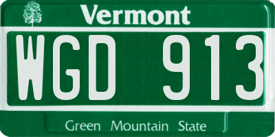 VT license plate WGD913