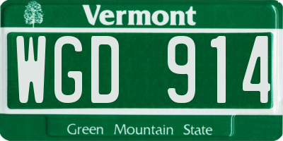 VT license plate WGD914