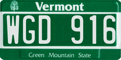 VT license plate WGD916