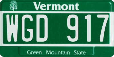 VT license plate WGD917