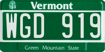 VT license plate WGD919