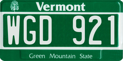 VT license plate WGD921