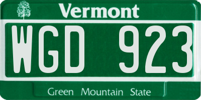 VT license plate WGD923