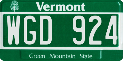 VT license plate WGD924