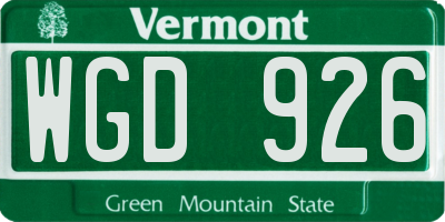 VT license plate WGD926