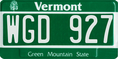 VT license plate WGD927