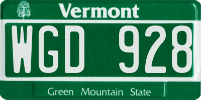 VT license plate WGD928