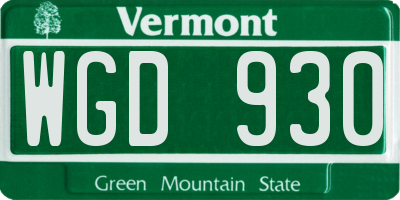 VT license plate WGD930