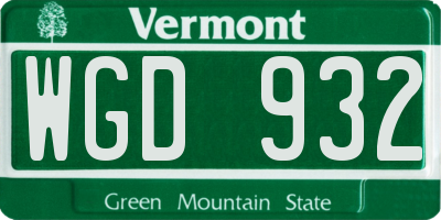 VT license plate WGD932
