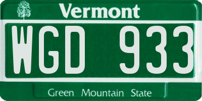 VT license plate WGD933