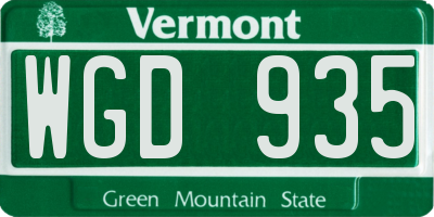 VT license plate WGD935