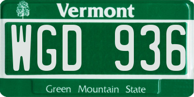 VT license plate WGD936