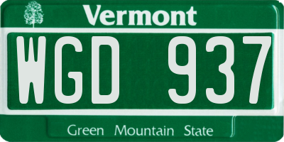 VT license plate WGD937