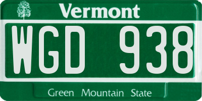VT license plate WGD938