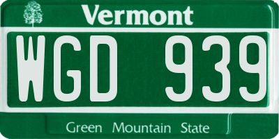 VT license plate WGD939